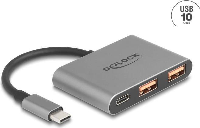 DELOCK 3 Port USB Hub 10 Gbps mit USB Type-C zu 1 x USB TypC