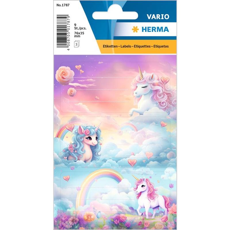 HERMA SCHULETIKETTEN VARIO HAPPY UNICORNS - 1787