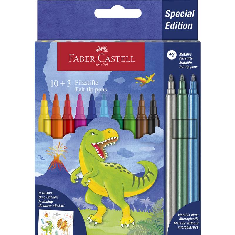 FABER-CASTELL Filzstift Dino 10 + 3 + Sticker - 554214