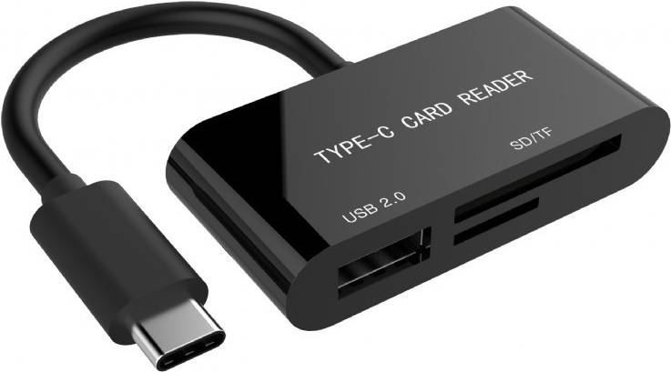 gembird Kompakter USB Typ C SDXC Combo Cardreader schwarz - UHB-CR3-02