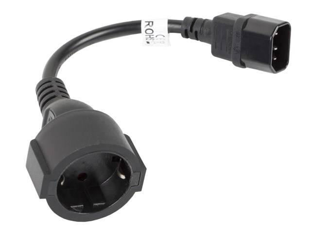 5901969409871 - CA-C14E-10CC-0018-BK Iec 320 C14 - Netzwerkkabel-Verlängerung (Buchse auf Shuko-Stecker 02 m) schwarz - Lanberg