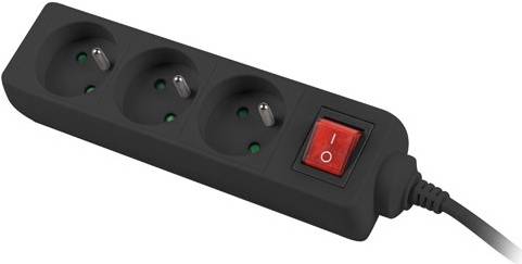 5901969415445 - PS1-03E-0150-BK mehrfachsteckdose 15 m 3 indoor ac outlet(s) schwarz - Lanberg