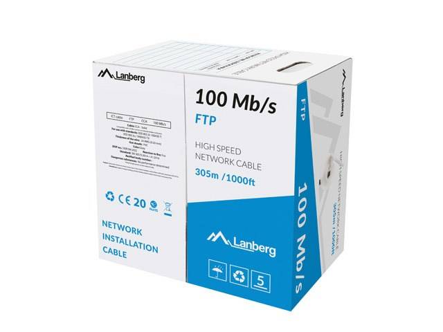 LANBERG LAN-Ethernet-Netzwerkkabel 305m FTP CCA Kabel grau