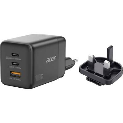 Acer Charger  100w 2 x USB-C + 1x USB-A ports, black