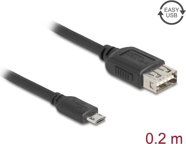 DELOCK USB 2.0 Kab USB Typ Micro-B St zu USB Typ-A Bu 0,2 m - 81516