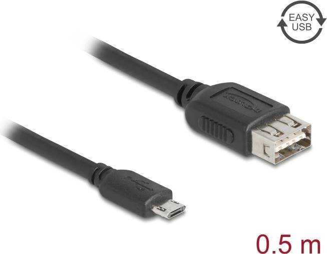 DELOCK USB 2.0 Kab USB Typ Micro-B St zu USB Typ-A Bu 0,5 m - 81517