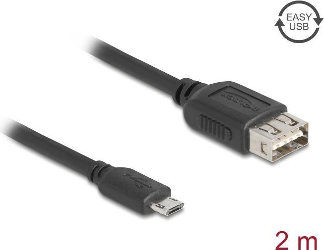 DELOCK USB 2.0 Kab USB Typ Micro-B St zu USB Typ-A Bu 2 m - 81519