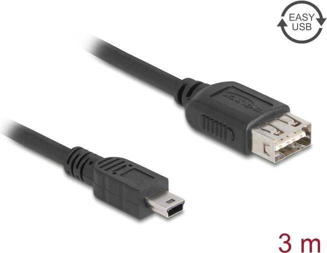 DELOCK USB 2.0 Kabel USB Typ Mini-B St zu USB Typ-A Bu 3 m - 81526