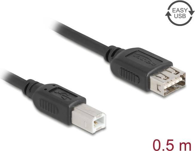 DELOCK USB 2.0 Kabel USB Typ-B St zu USB Typ-A Bu 0,5 m - 81529