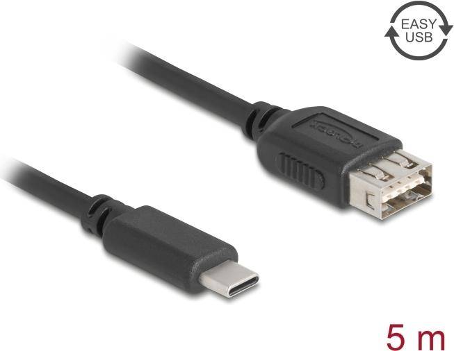 DELOCK USB 2.0 Kabel USB Type-C St zu USB Typ-A Buchse 5 m - 81539