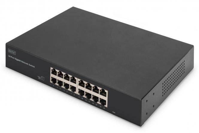 DIGITUS Switch 16-Port Gigabit, 19 unmanaged schwarz - DN-80112-2