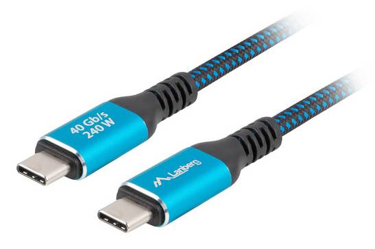 5901969441857 - LANBERG KABEL USB-C M M USB4 15M 240W 8K 60HZ SCHWARZ BLAU