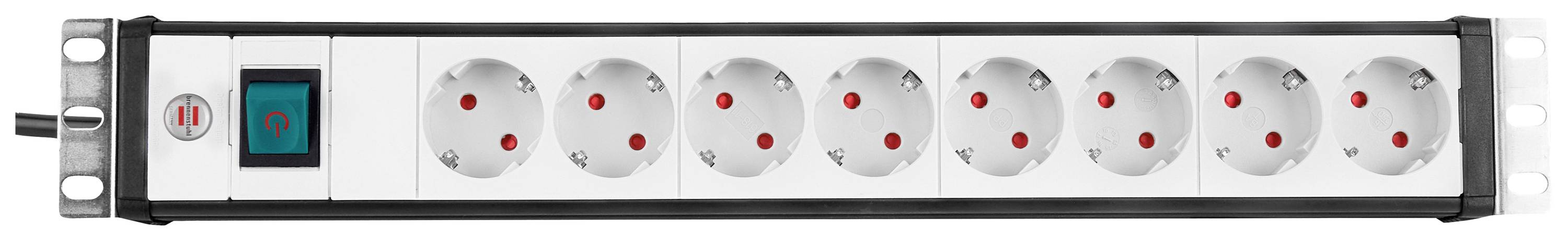 4007123105816 - Premium-Line 19 Steckdosenleiste für Schaltschränke 8-fach schwarz lichtgrau 3m H05VV-F 3G15 - schwarz grau - Brennenstuhl