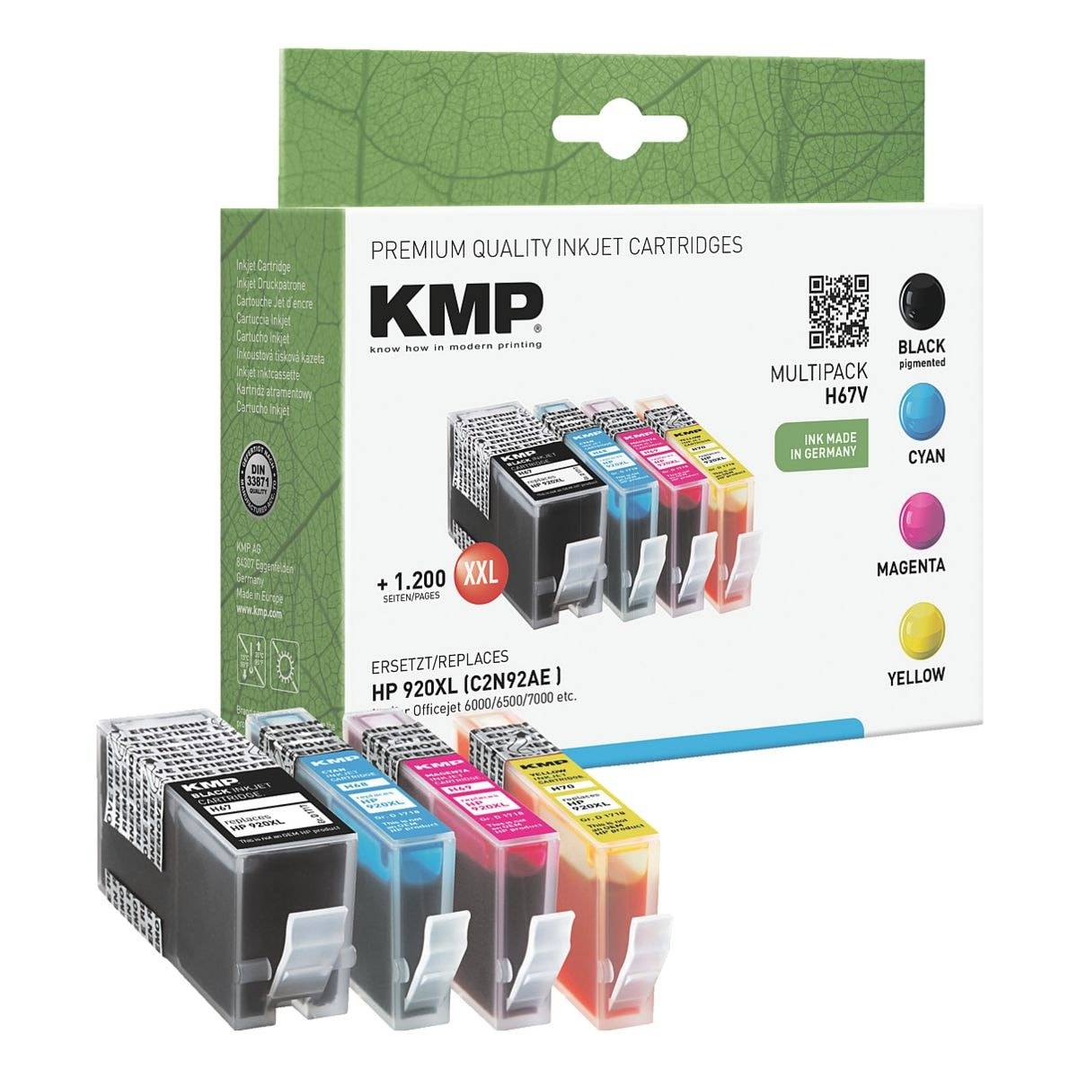 KMP Patrone HP Nr. 920XL Multip. 1100-1200 S. H67V remanufactured