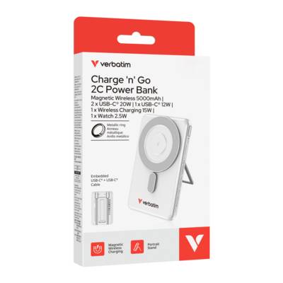 Verbatim Charge ´n´ Go 2 USB-C cables 5000 Power Bank Silver