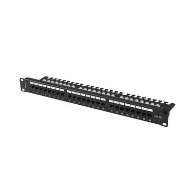 LANBERG 19 Patchpanel 1U 24-Port CAT.5E UTP + Kabelorg. sw