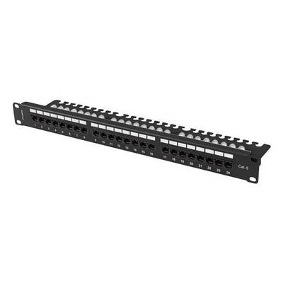 LANBERG 19 Patchpanel 1U 24-Port CAT.6 UTP + Kabelorg. sw