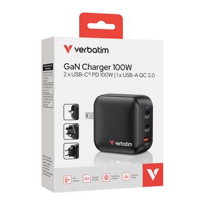 Verbatim Mini GaN Charger 3 Port 100W (EU/UK/US)