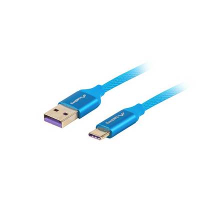 LANBERG USB-C(M)->USB-A(M)2.0 Kabel 1,0m PREMIUM 5A blau