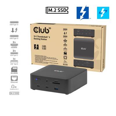 8719214473570 - Club3D Thunderbolt5 13-in-1 Dockingstation 3 Displays  St Bu