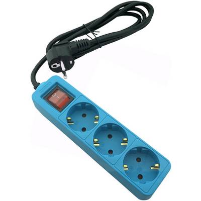 Entac Steckdosenleiste 3fach 1,5m Schalter blau