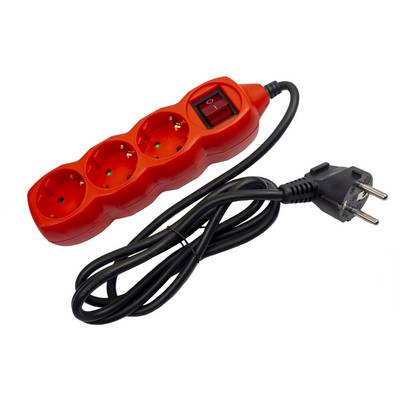 Entac Steckdosenleiste 3fach 1,5m Schalter rot