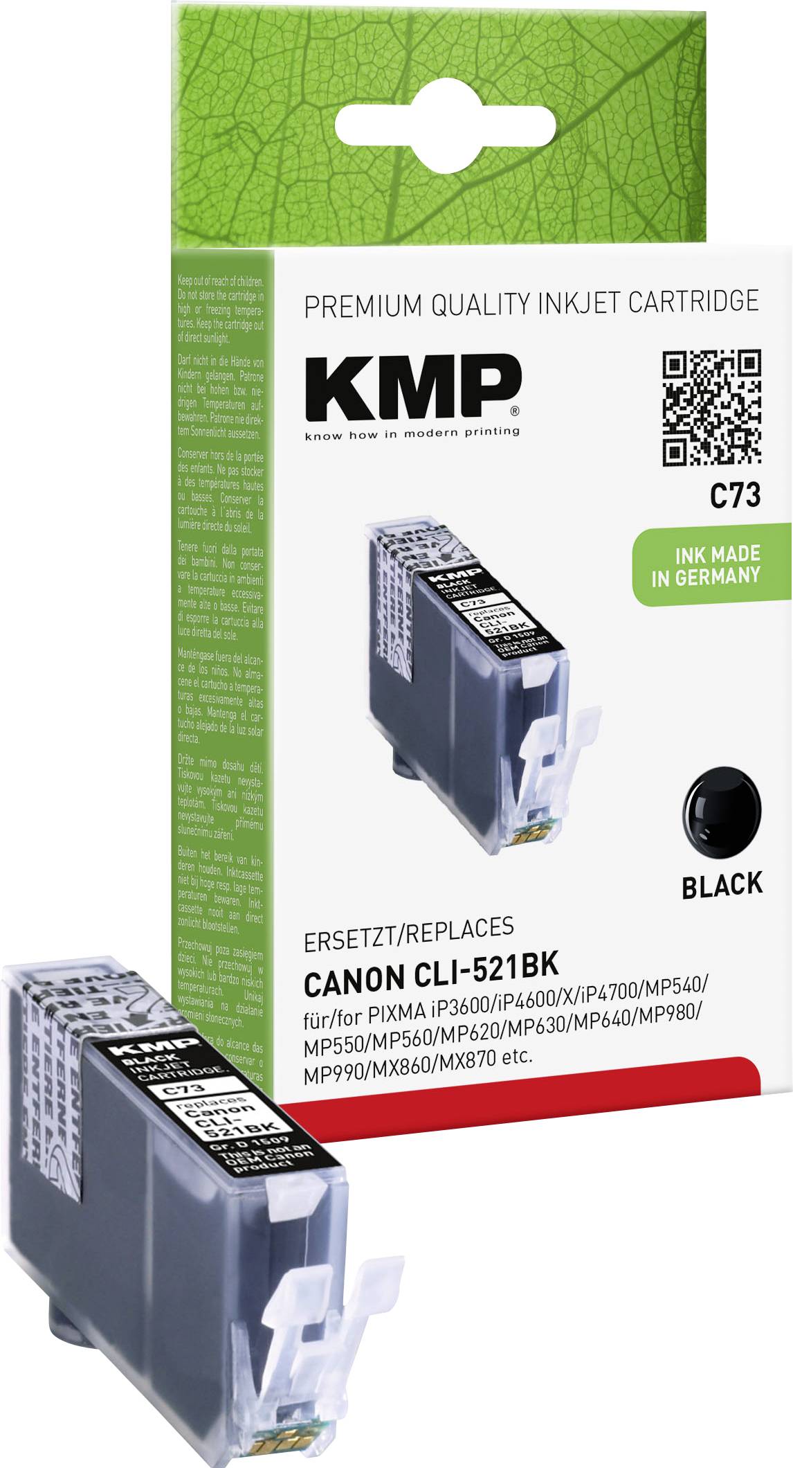 KMP Patrone Canon CLI521BK ph. black 1250/325S. C73 kompatibel KMP Patrone Canon CLI521BK ph. black 1250/325S. C73 kompatibel