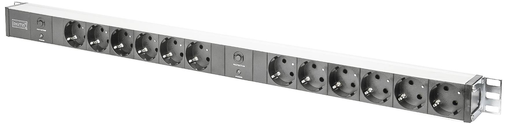 DIGITUS Steckerleiste 12fach Ü-Schutz Alu 2m Zuleitung - DN-95405