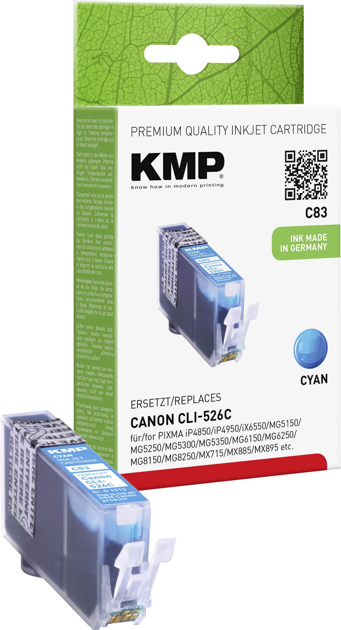 KMP Patrone Canon CLI526C cyan 530 S. C83 kompatibel KMP Patrone Canon CLI526C cyan 530 S. C83 kompatibel