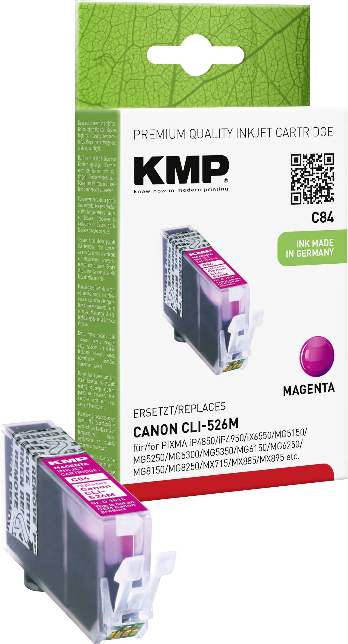 KMP Patrone Canon CLI526M magenta 450 S. C84 kompatibel KMP Patrone Canon CLI526M magenta 450 S. C84 kompatibel