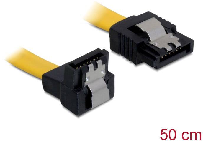 DELOCK SATA-Kabel SATA -> SATA down St/St 0.50m gelb Clips - 82479
